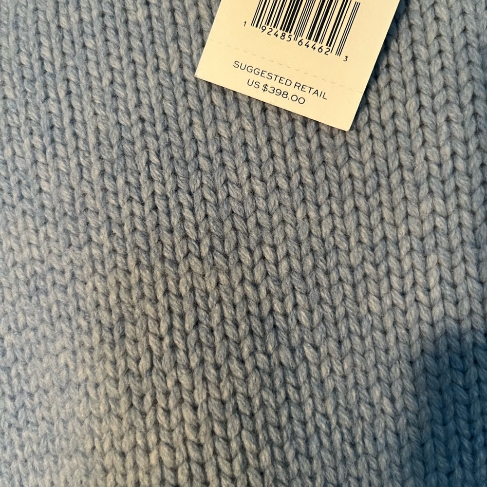 NWT Tory Burch Oversized Crew Neck Wool Sweater Dove Blue Size Small - Picture 9 of 13